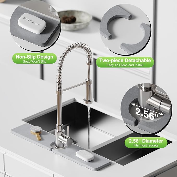 Premium Stone Faucet Mat for Kitchen Sink, Sink Splash Guard Tray for Prevents - Image 5
