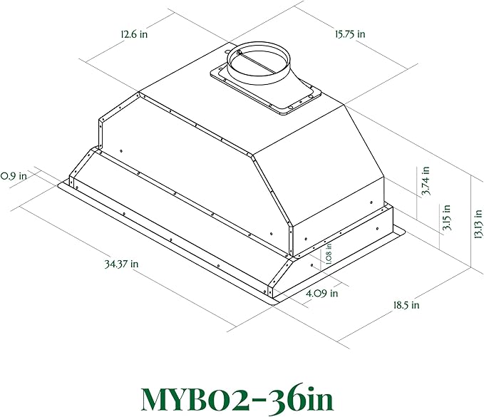 EKON 900CFM Range Hood Insert, Ducted/Ductless Built-in Range Hoods with Remote/4 Speeds Touch Control LCD Display,2pcs Baffle Filters Knob Control