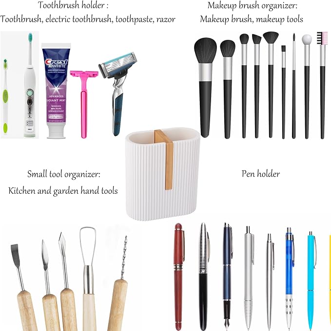 Toothbrush Holders for Bathroom, Bamboo Electric Toothbrush Stand, Bathroom - Image 5