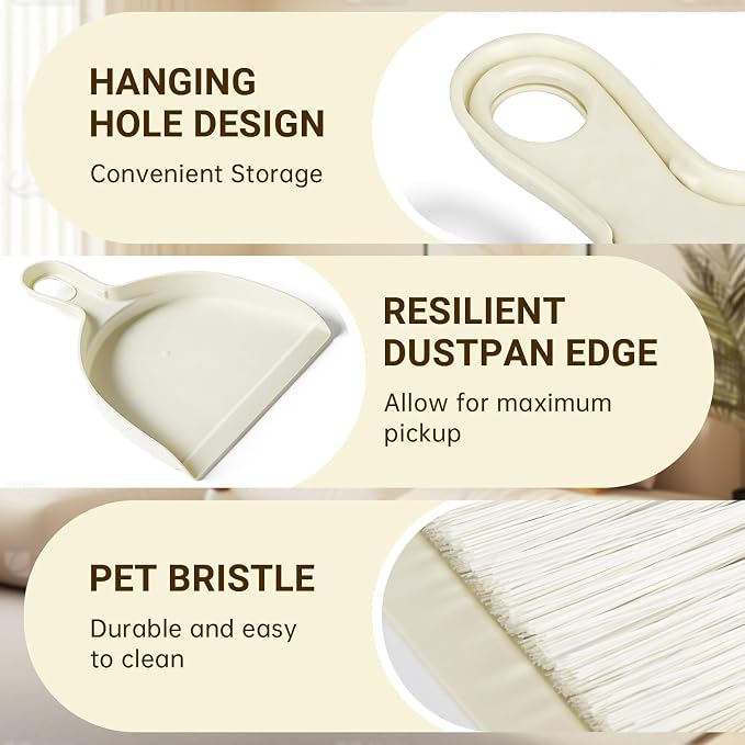 THINKLEARN 2PCS Small Dust Pan and Brush Set, Mini Broom Dustpan Kit - Image 4