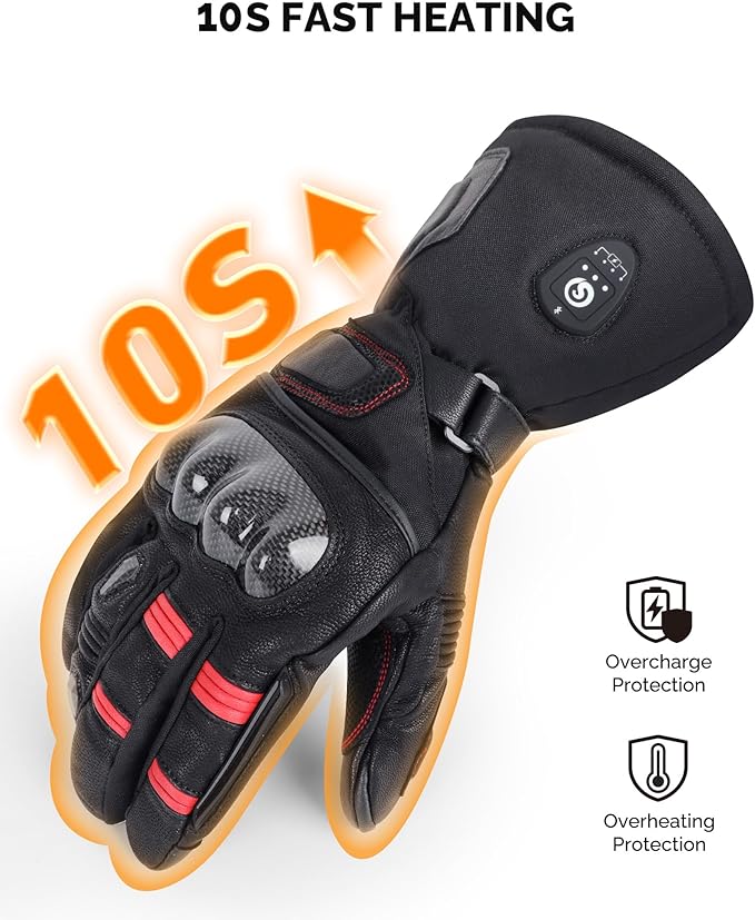 SAVIOR HEAT Heated Motorcycle Gloves for Men & Women, 7.4V 3000mAh Waterproof Heated Gloves with Rechargeable Battery Up to 10H for Winter Outdoor Riding, Cycling, Snowmobile