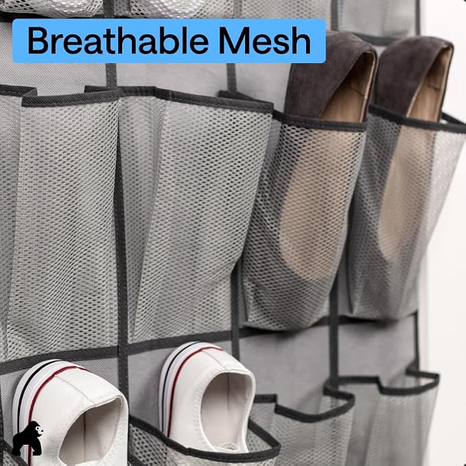 GORILLA GRIP Over the Door Shoe Organizer, 24 Large Pockets, Space Saving - Image 5