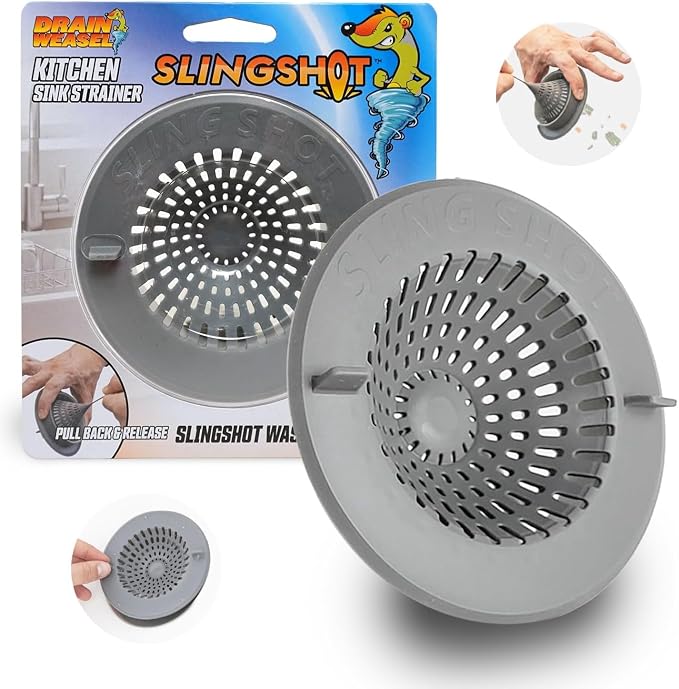 Drain Weasel Slingshot Kitchen Sink Drain Strainer Cover Basket, 1 Pack by FlexiSnakeInc