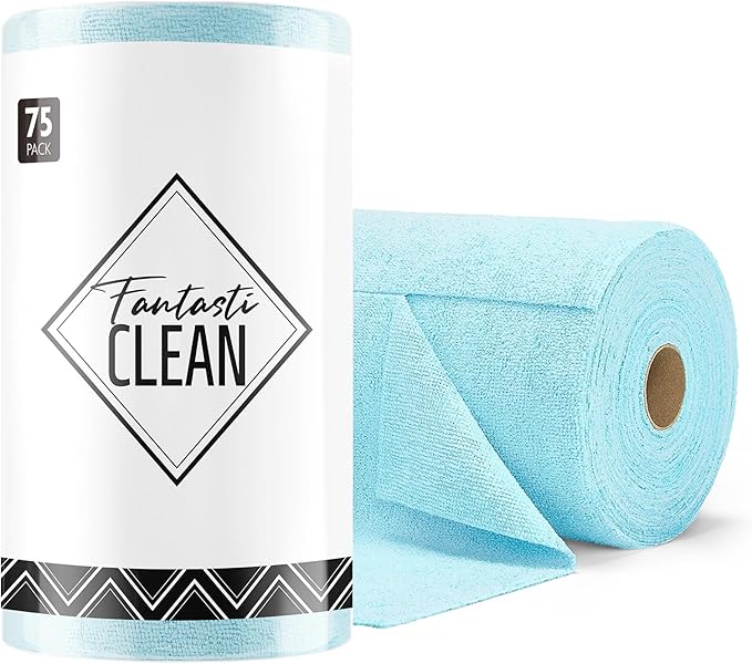 Fantasticlean Microfiber Cleaning Cloth Roll- 75 Sheets, Tear-away Microfiber by Fantasticlean