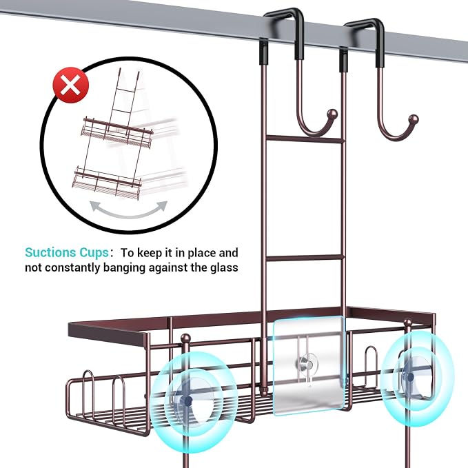 Over the Door Shower Caddy Hanging: No Drill Rustproof Shower Organizer - Image 3