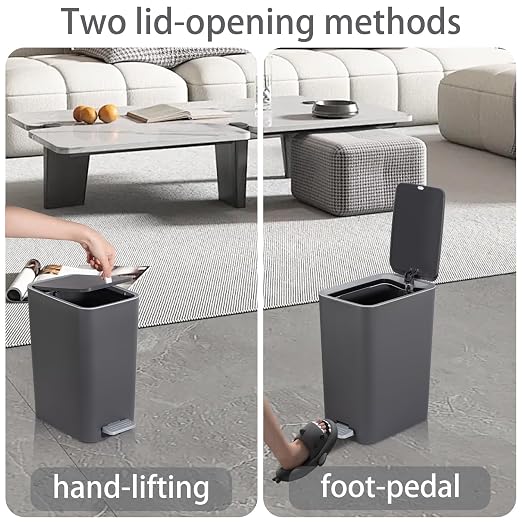 Small Bathroom Trash Can with Lid, 2.1 Gallon Slim Step Trash Can, Narrow - Image 3