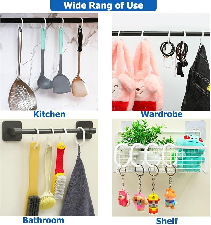 Resze 24 PCS Shower Curtain Rings, Plastic White Shower Curtain Hooks, C-Shaped - Image 4