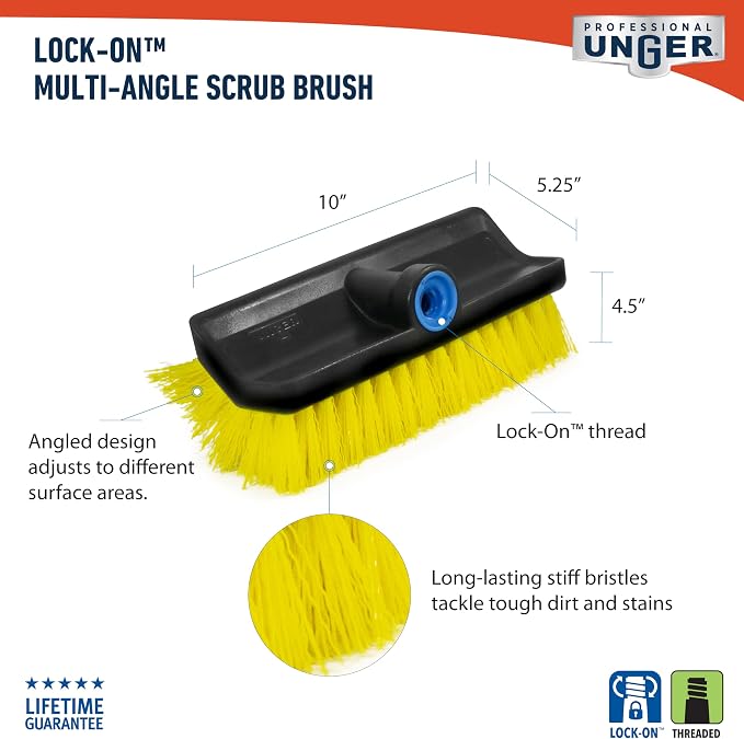 Unger Professional Hydropower Lock-On 10” Bi-Level Scrub Brush, Cleaning - Image 7