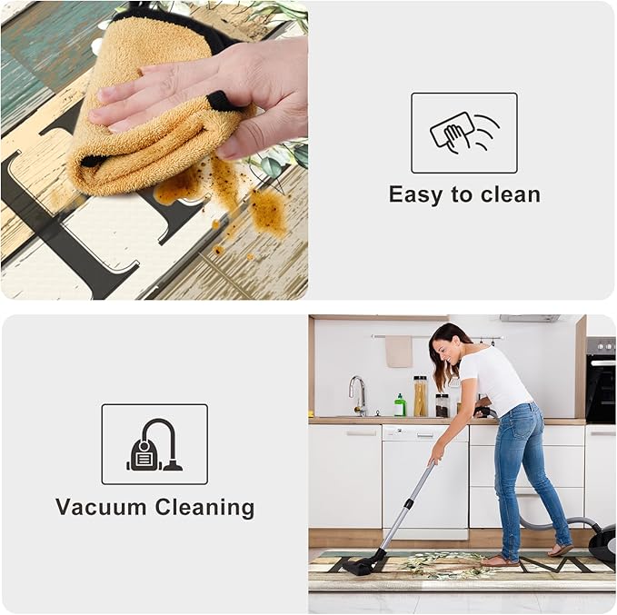 KIMODE Anti Fatigue Kitchen Mats for Floor,17.3" x 30" Farmhouse Rustic Kitchen Rugs Cushioned,Non-Skid Waterproof Comfort Thick Kitchen Floor Standing Mat for Corner Sink,Laundry Floor,Home