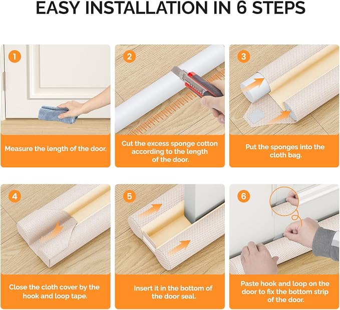 fowong Draft Stopper for Bottom of Door 36", Durable Noise Blocker, Dust and - Image 6