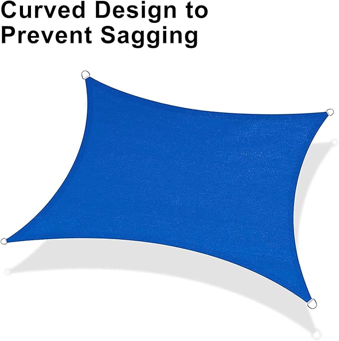 LOVE STORY 12' x 18' Blue Sun Shade Sail Rectangle SS-203 UV Block Shade Canopy Sunshade for Patio Garden Backyard (We Make Custom Size)