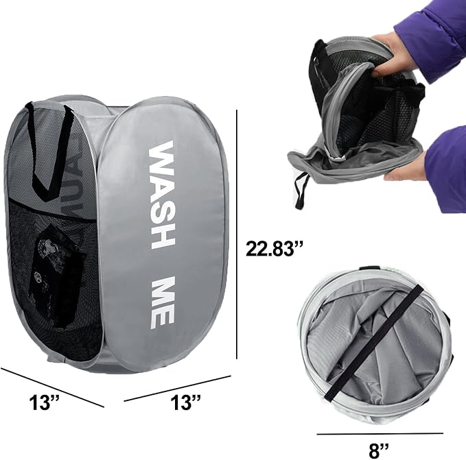 Mesh Laundry Hamper Pop Up Laundry Hamper Collapsible Laundry Basket - Image 5