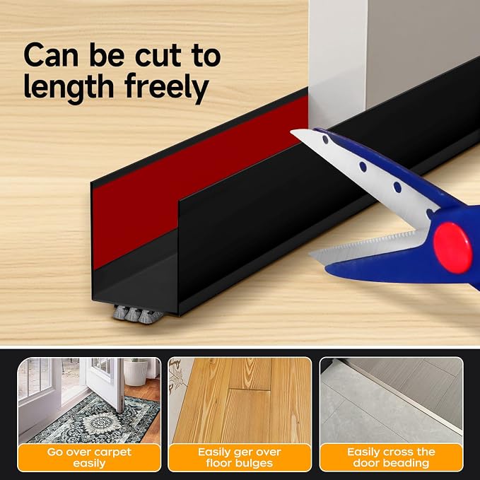 2 Pack Weather Stripping Door Seal, 36” Length Cuttable Door Draft Stopper - Image 5