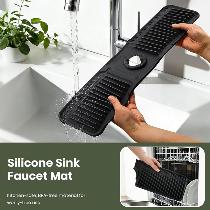 24 Inch Faucet Mat for Kitchen Sink, Silicone Splash Guard for Kitchen Sink Area - Image 6