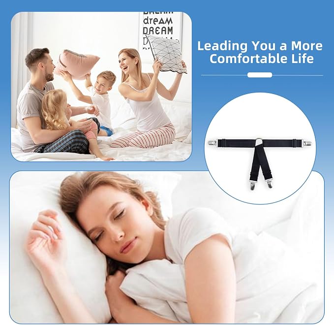 4PCS Adjustable Bed Sheet Straps Clips, Elastic Mattress Sheet Fasteners Holder - Image 6