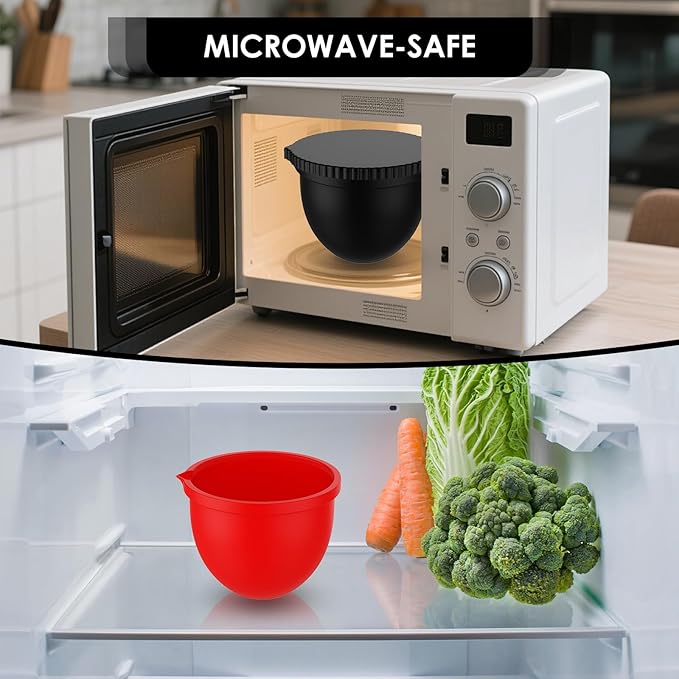 Silicone Bowl Liners for 5 QT KitchenAid Mixers, 3 Set Silicone Bowls with Lids,Quick Replacement, Multi-Occasion
