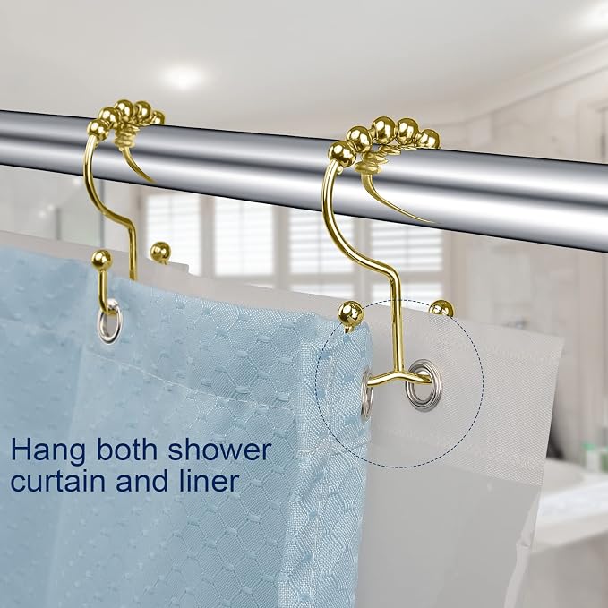 Gidse Shower Curtain Hooks, Sturdy Stainless Steel Double Sided Shower Hooks - Image 4