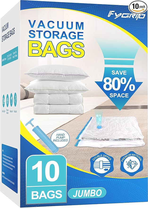 80% Space Saver Vacuum Storage Bags by Fygrip