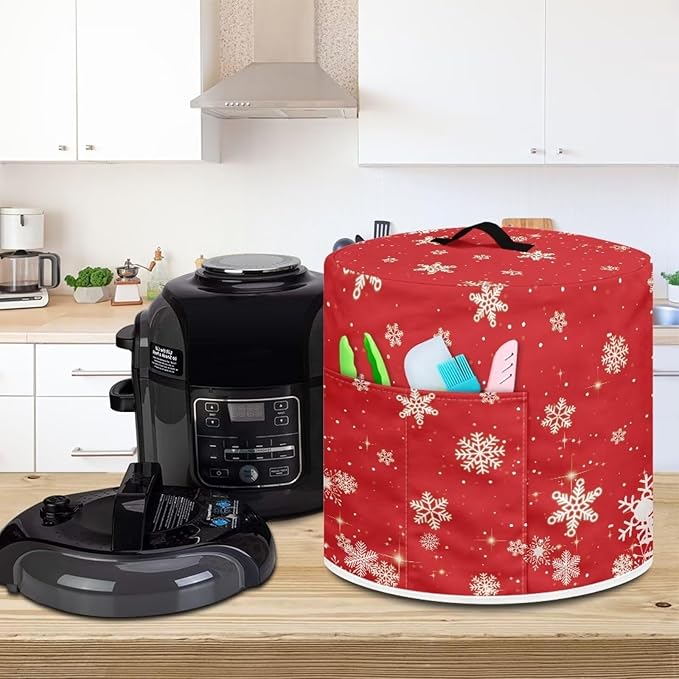 Snowflakes Dust Cover for Kitchen Instant Pot Accessories Appliance Cover Quart Pressure Cooker Air Fryer Rice Cooker Kitchen Appliance Dust Covers with Storage Pockets Size M