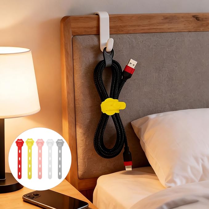 75 Pcs Silicone Cable Ties, Reusable Cable Straps Wire Organizer. | Cable - Image 7