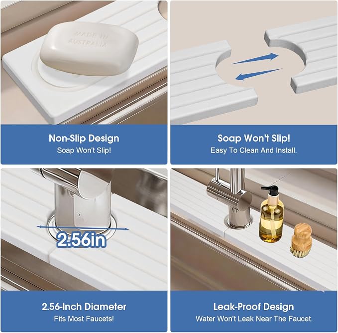 Stone Faucet Mat for Kitchen Sink, Water Absorbing Stone Faucet Splash Guard - Image 5
