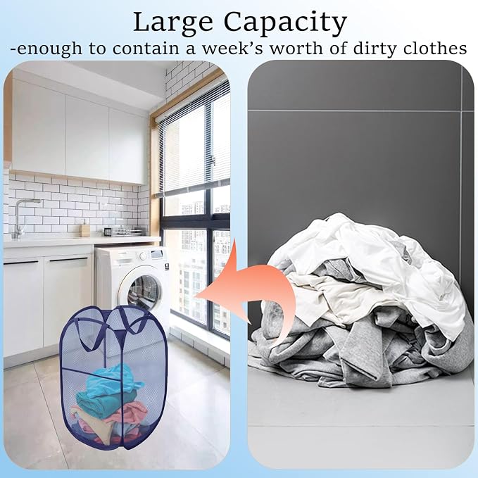 Foldable Clothes Basket Mesh Pop Up Laundry Hamper - Image 8