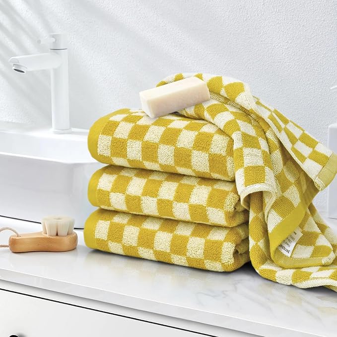 Jacquotha 4 Pcs Hand Towels for Bathroom Checkered - Image 3