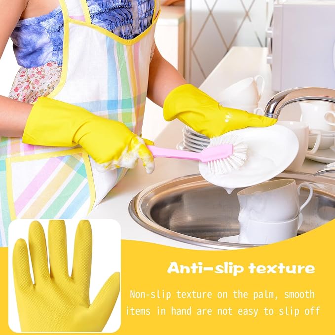 Rubber Reusable Gloves Long Household Dishwashing Gloves Kitchen Cleaning - Image 4