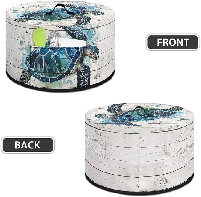 Watercolor Sea Turtle Print Slow Cooker Cover with Side Pocket and Handle Washable Air Fryer Cover for Dust Protection and Easy to Clean Fit 6/7/8 Quart Electric Slow Cover