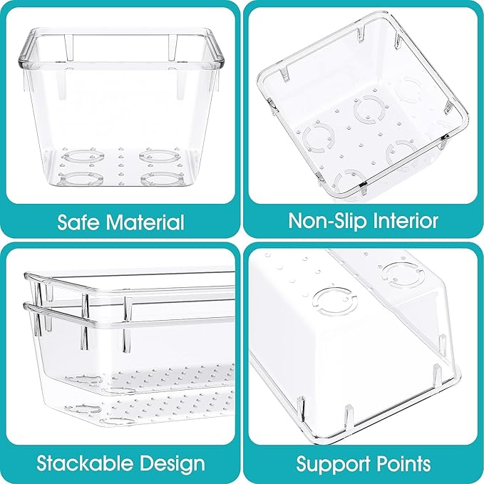 13 PCS Plastic Drawer Organizers Set, 4 Size Desk Drawer Organizer Trays | 4 - Image 3