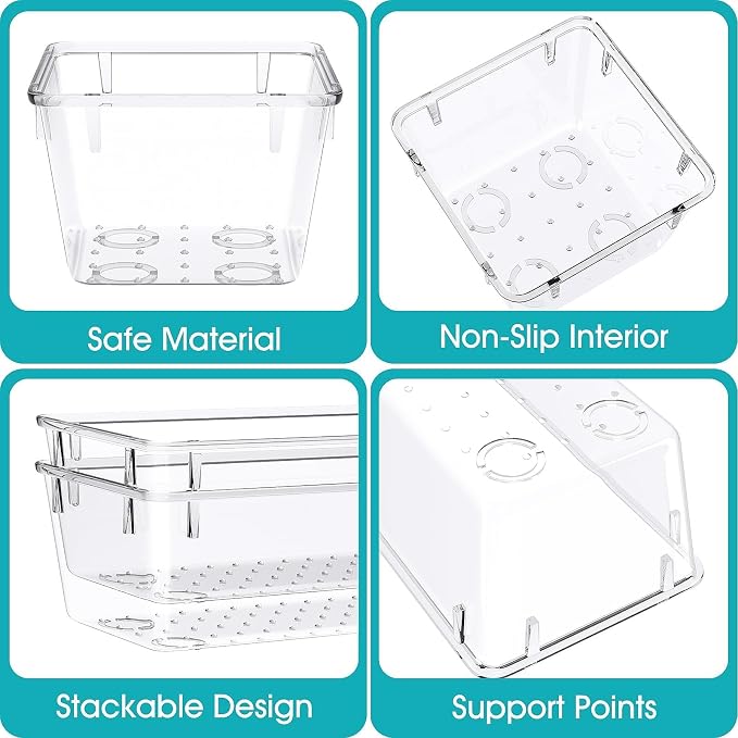 7 PCS Plastic Drawer Organizers Set, 4 Size Desk Drawer Organizer Trays | 4 - Image 3
