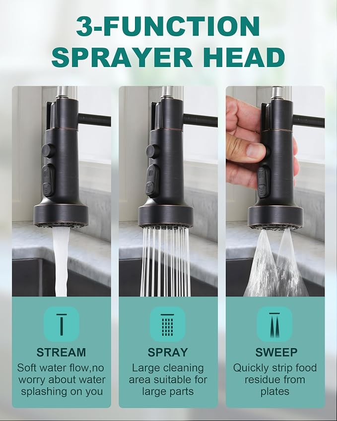 ARCORA Kitchen Faucets with Soap Dispenser: Oil Rubbed Bronze Kitchen Faucets - Image 6