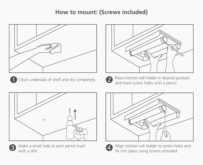 Joseph Joseph RollGrip Under Cabinet Paper Towel Kitchen Roll Holder, - Image 6