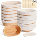 19 Pcs Banneton Bread Proofing Basket Set 12 Pcs 9 Inch Bread Proofing Basket Bowls with Liner 6 Loaf Bags and 1 Pack Disposable Fresh-keeping Bags Baking Supplies for Home Sourdough Fermentation