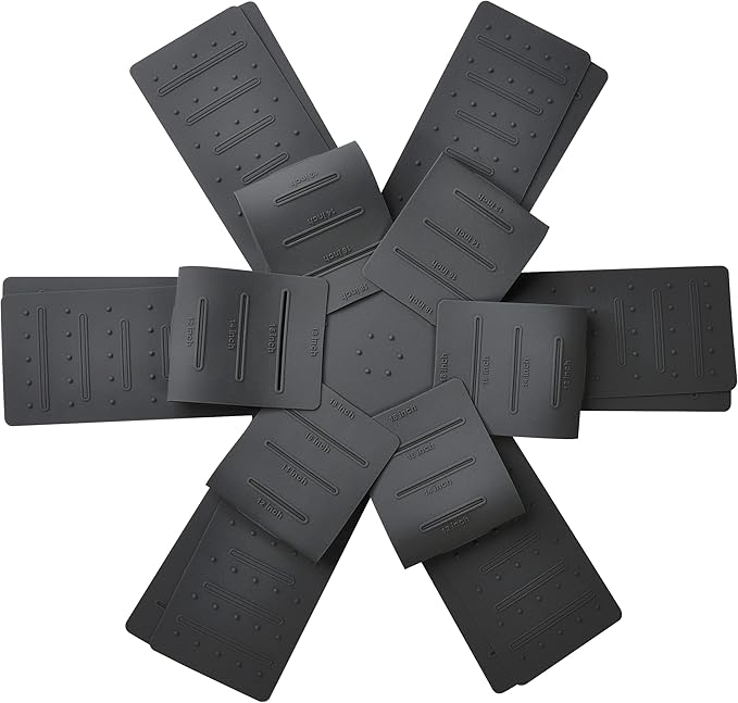 Pot & Pan Protectors, 3-Piece Silicone Cookware Protector Pad, Stacking Pan Protector. It Has a Unique Opening and Fixing Design That Can be Used to Protect and Separate Pots and Pans-Black