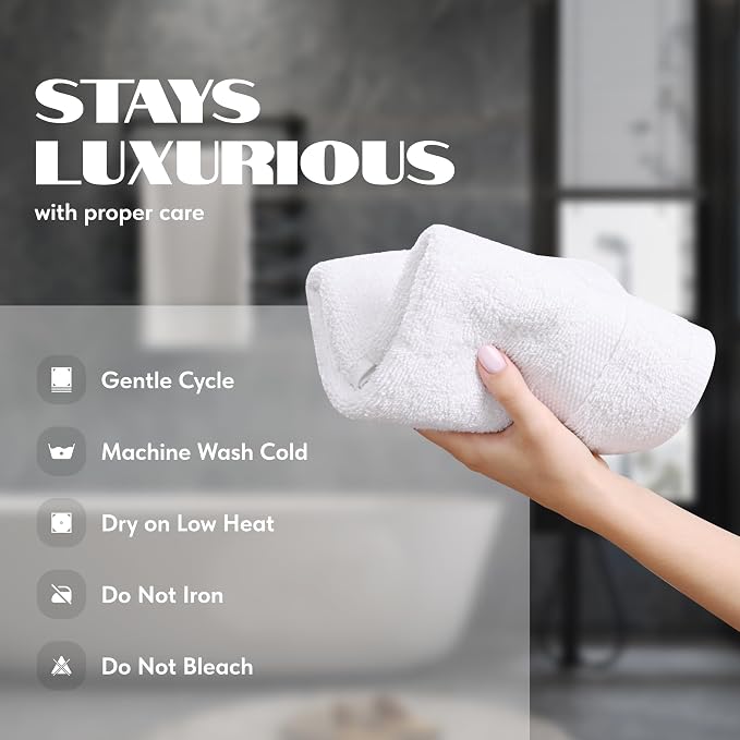White Hand Towels Set for Bathroom, 12 Pack - Image 6