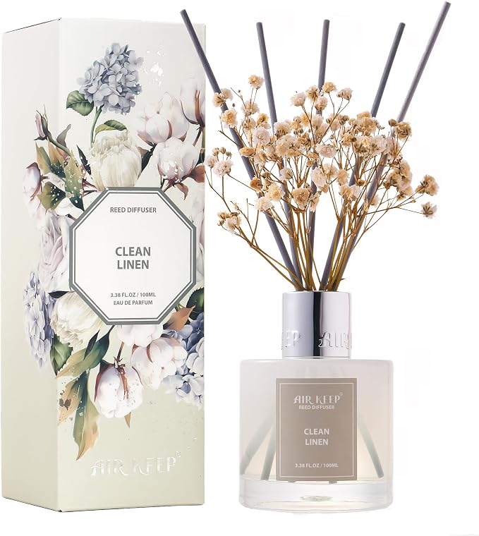 Reed Diffuser Set/Clean Linen/6.76 fl oz/1 Pack/Home & Office Decor by Airkeep