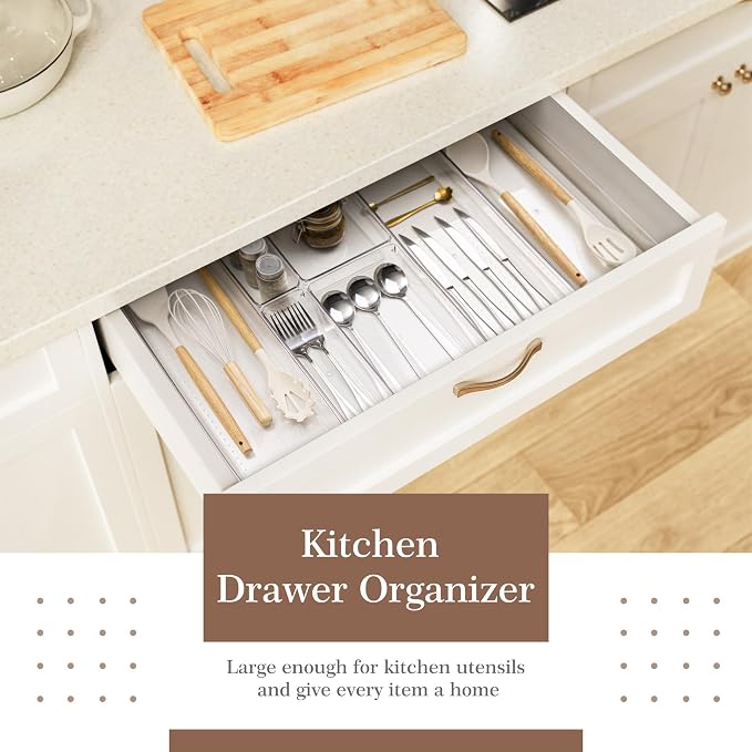 14 PCS Clear Plastic Drawer Organizer Set - Image 3