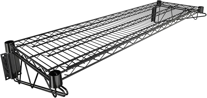 14" x 48" Black Epoxy Wire Wall Mount Shelf