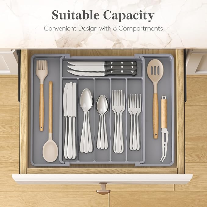 Lifewit Expandable Silverware Drawer Organizer, Kitchen Utensil Tray | BPA-free - Image 3