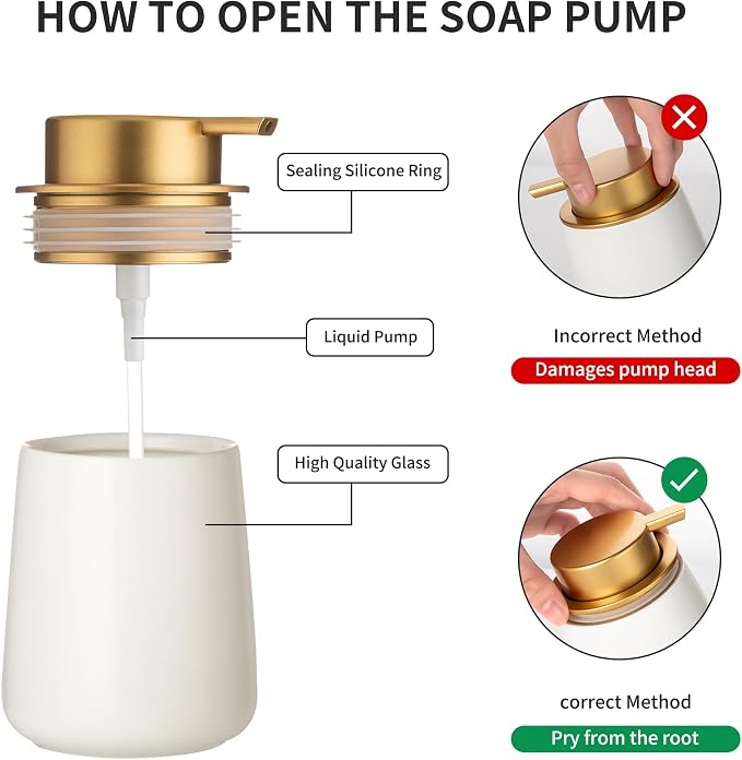 Enra White Ceramic Soap Dispenser, Lotion Dispenser - Image 4