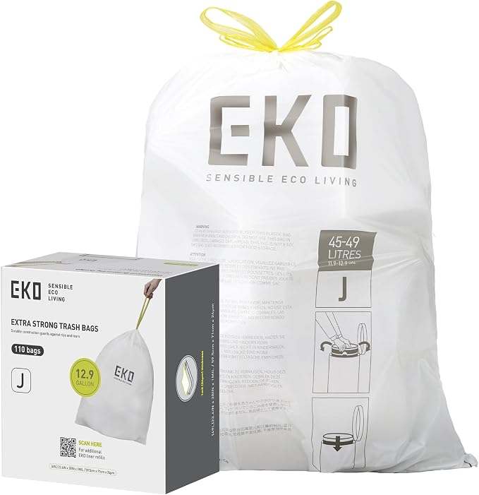 EKO 12.9 Gallon / 45-49 Liter, Extra-Strong Unscented Garbage Bags, by Unknown