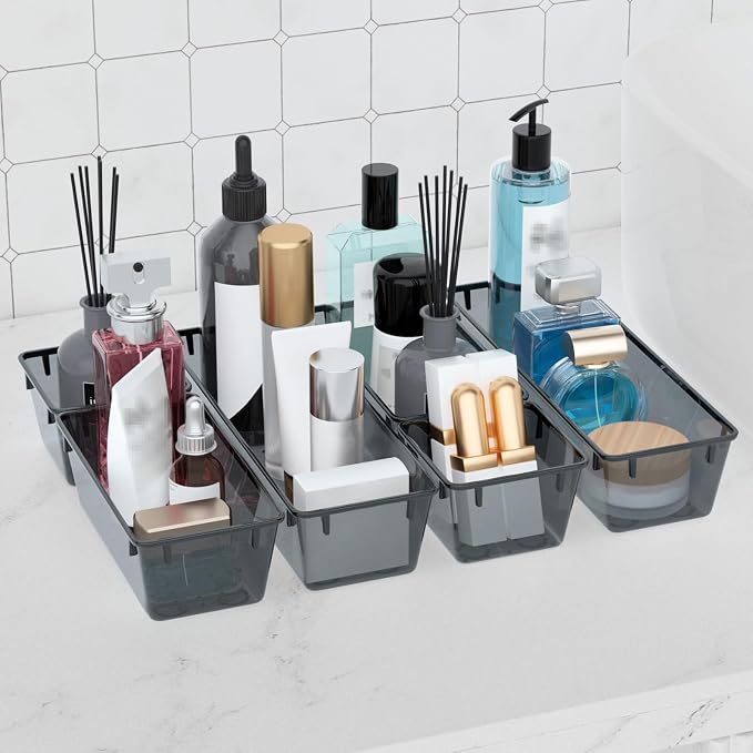 6 Pack Clear Drawer Organizer Set, Drawer Storage Trays, Storage Bins | Acrylic - Image 6