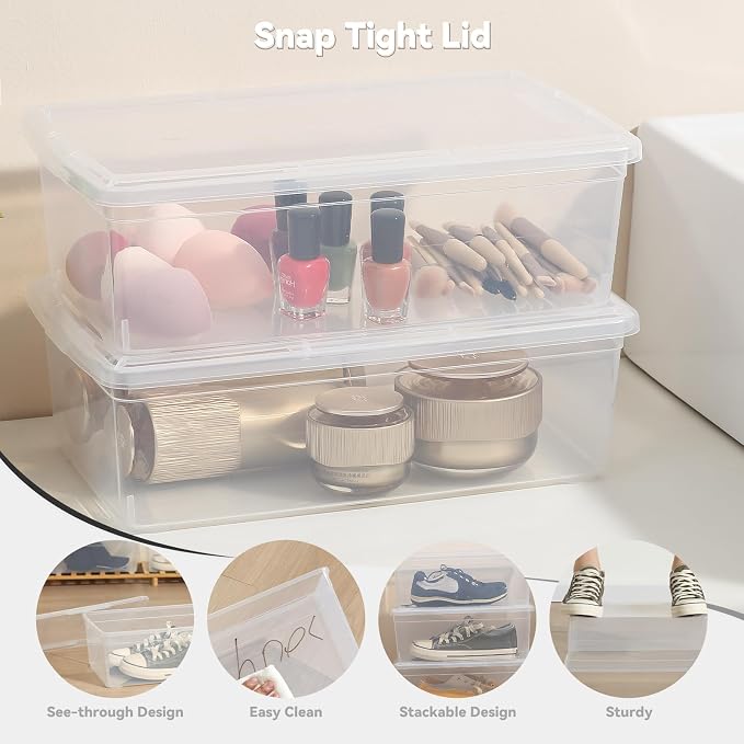novelinks 8 Pack 6 Quart Clear Plastic Shoe Storage Bins - Image 5