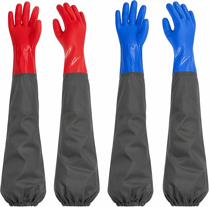 Okllen 2 Pair 27" Extra Long Rubber Gloves, Elbow Length Waterproof Gloves | by Okllen