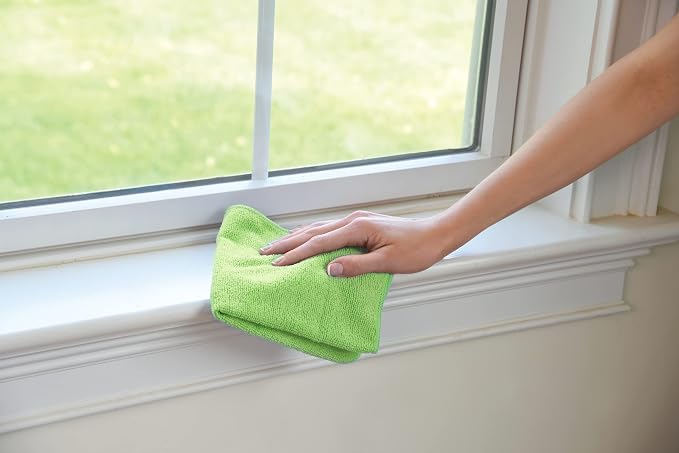 Quickie Cleaning 32-Pack Microfiber Cleaning Cloth 14"x14" inch Green - Image 4