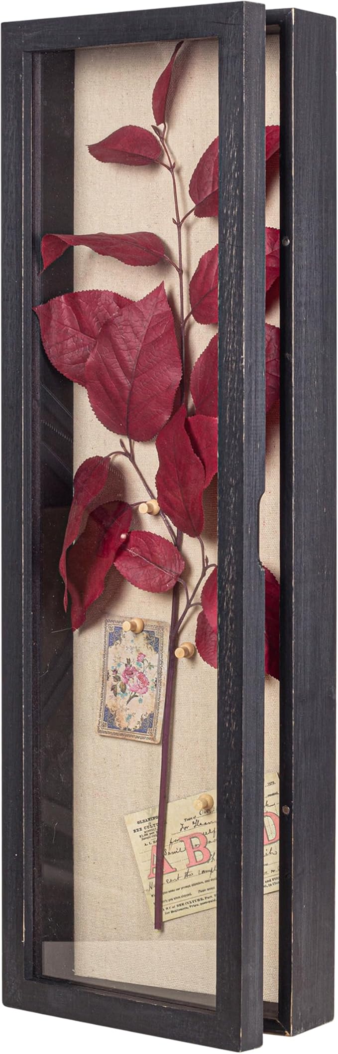 Freezing point Shadow Box Frame 8x25 Flower Shadow Box Pin Display Case Cabinet Picture Frame with Linen Back Memorabilia Awards Medals Badge Bouquet Wedding Memory Box for Keepsakes Long Black