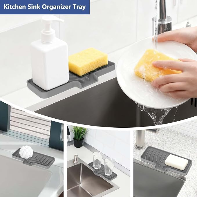 JACZZO Silicone Sponge Holder for Kitchen Sink, Sink Caddy - Image 6