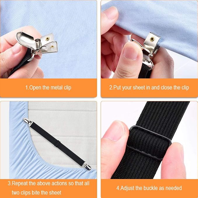 Sopito Sheet Straps, Adjustable Elastic Bed Sheet Holder, Non-Slip Strong - Image 7