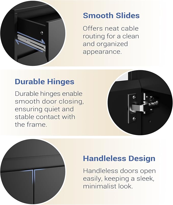 Buffet Cabinet with 2 Doors and Drawer, Coffee Bar Cabinet with Adjustable Shelf, Modern Kitchen Buffet Sideboard for Living Room, Kitchen, Black